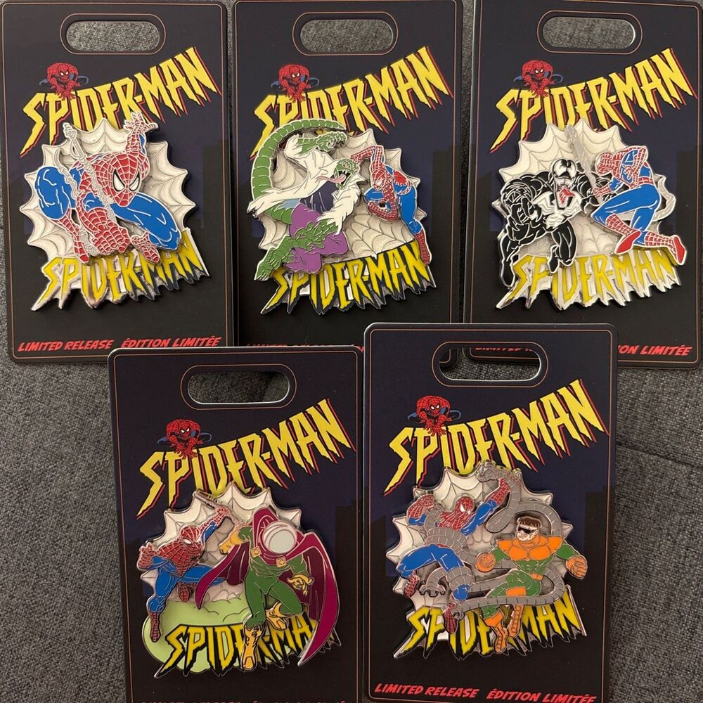 Disney Marvel Spider-Man Limited Release 5 Pin Set Venom Mysterio Dr Octupus